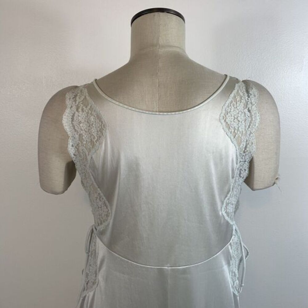 Vintage Shadowline Nylon Tie Side Slip Lace Mint Blue Women's Size Med Altered - Picture 6 of 13